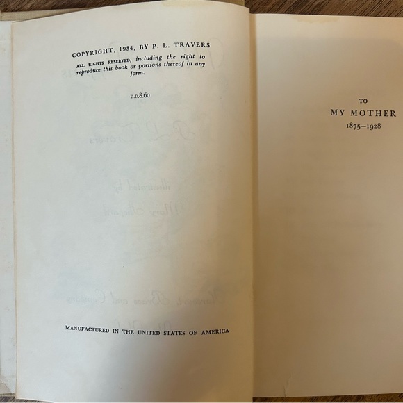 Vintage Mary Poppins Book by P. L. Travers 1934 1960 Harcourt, Brace & Company - Picture 5 of 8